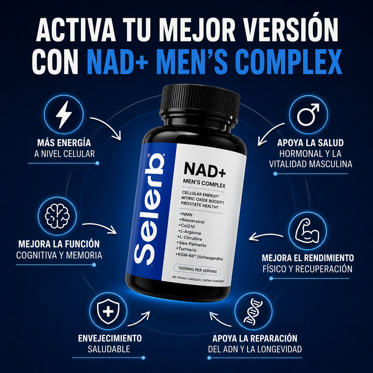 NAD+ caps NADFORCE™ Energia Testosterona 2X1