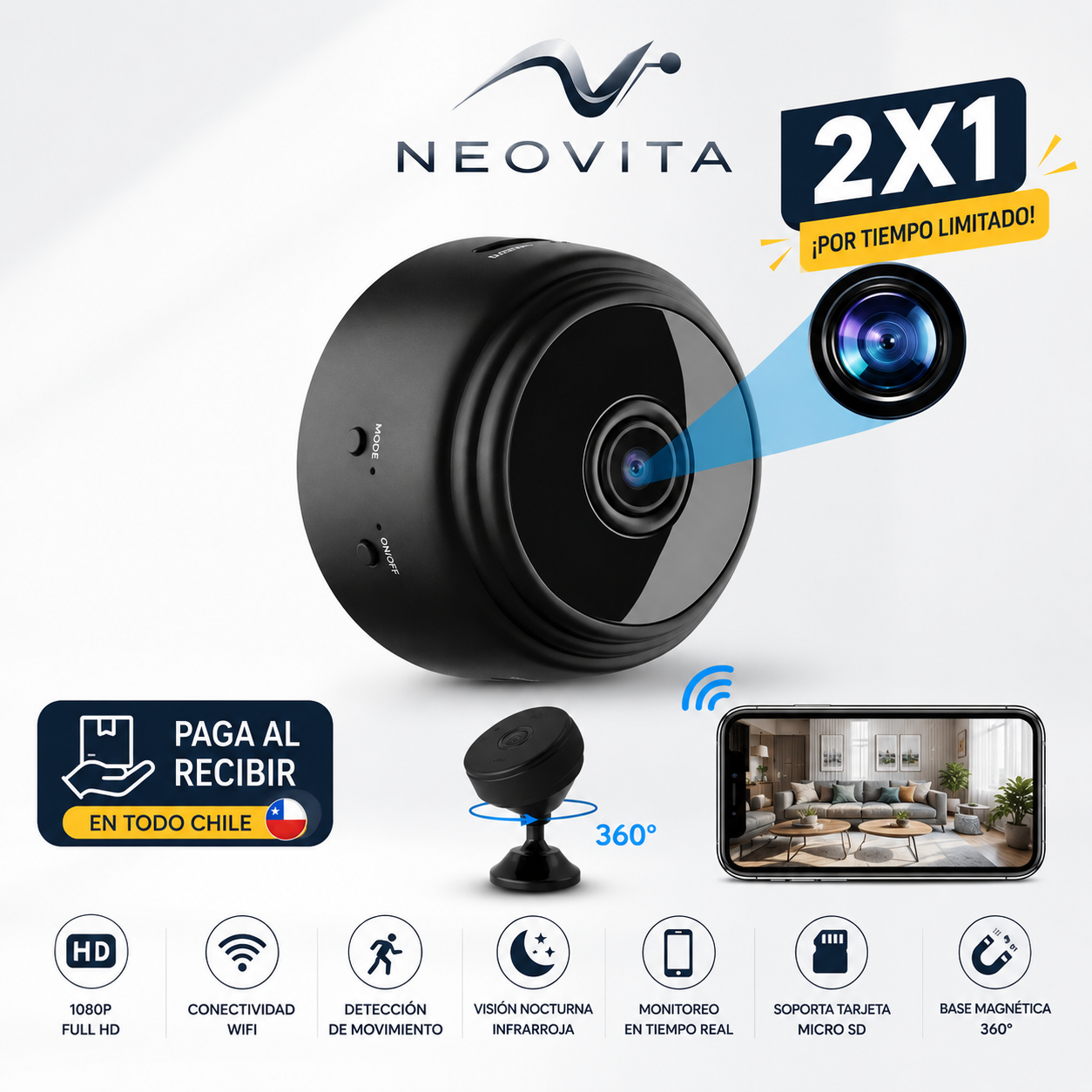 Mini Camara NEXCAM PRO™ Seguridad Espia 2X1